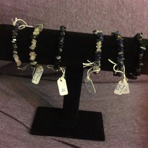 Handmade stretchy gemstone bracelets.